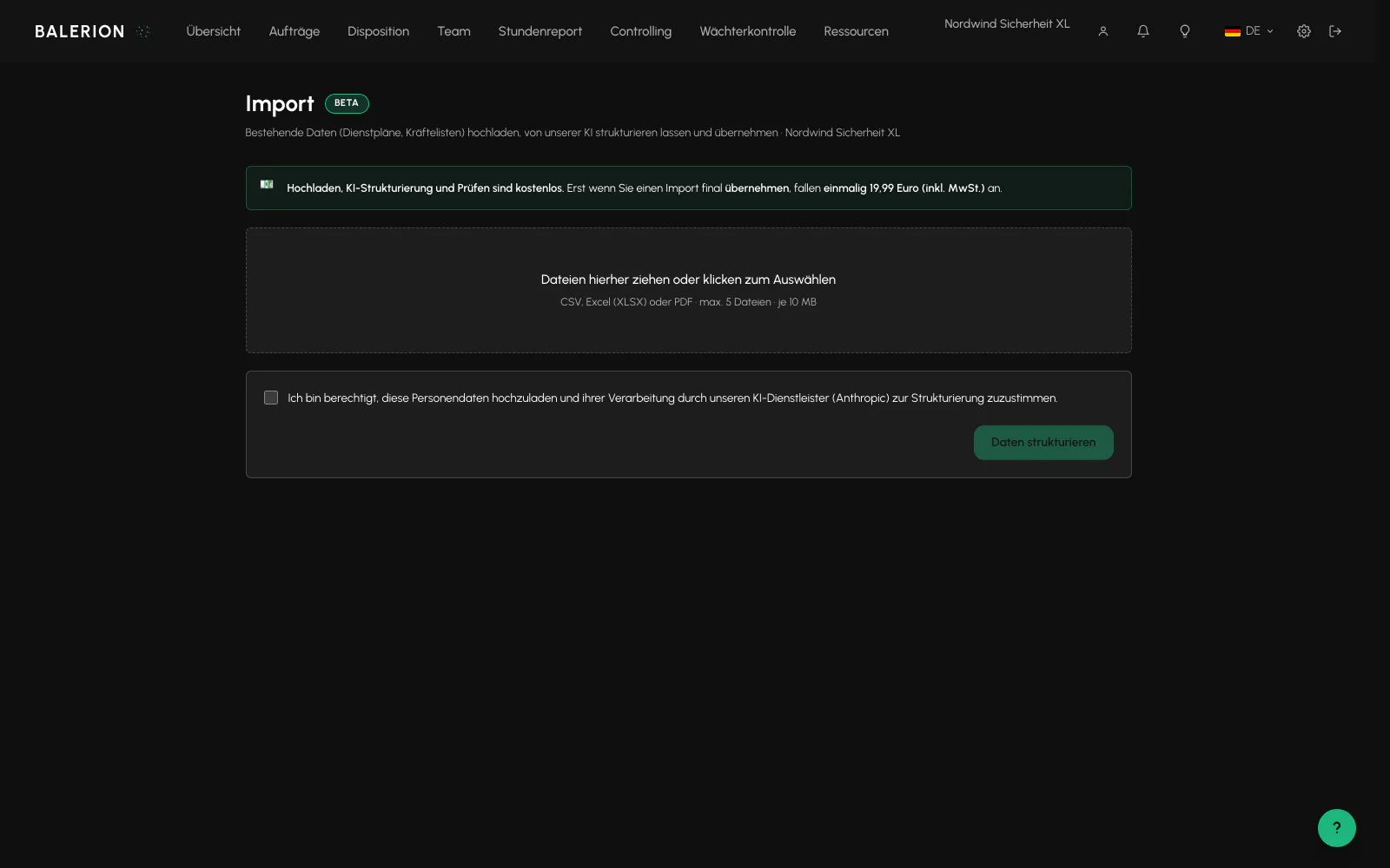 Balerion Security, Daten übernehmen: Der Ablauf