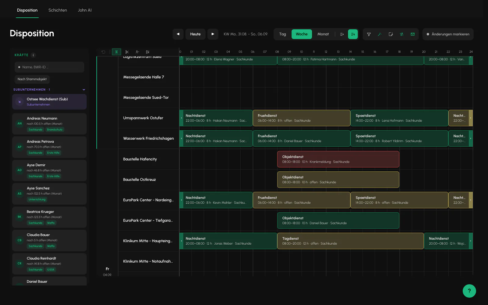 Balerion Security, Dienstplan und Disposition: Das Board (1/5)