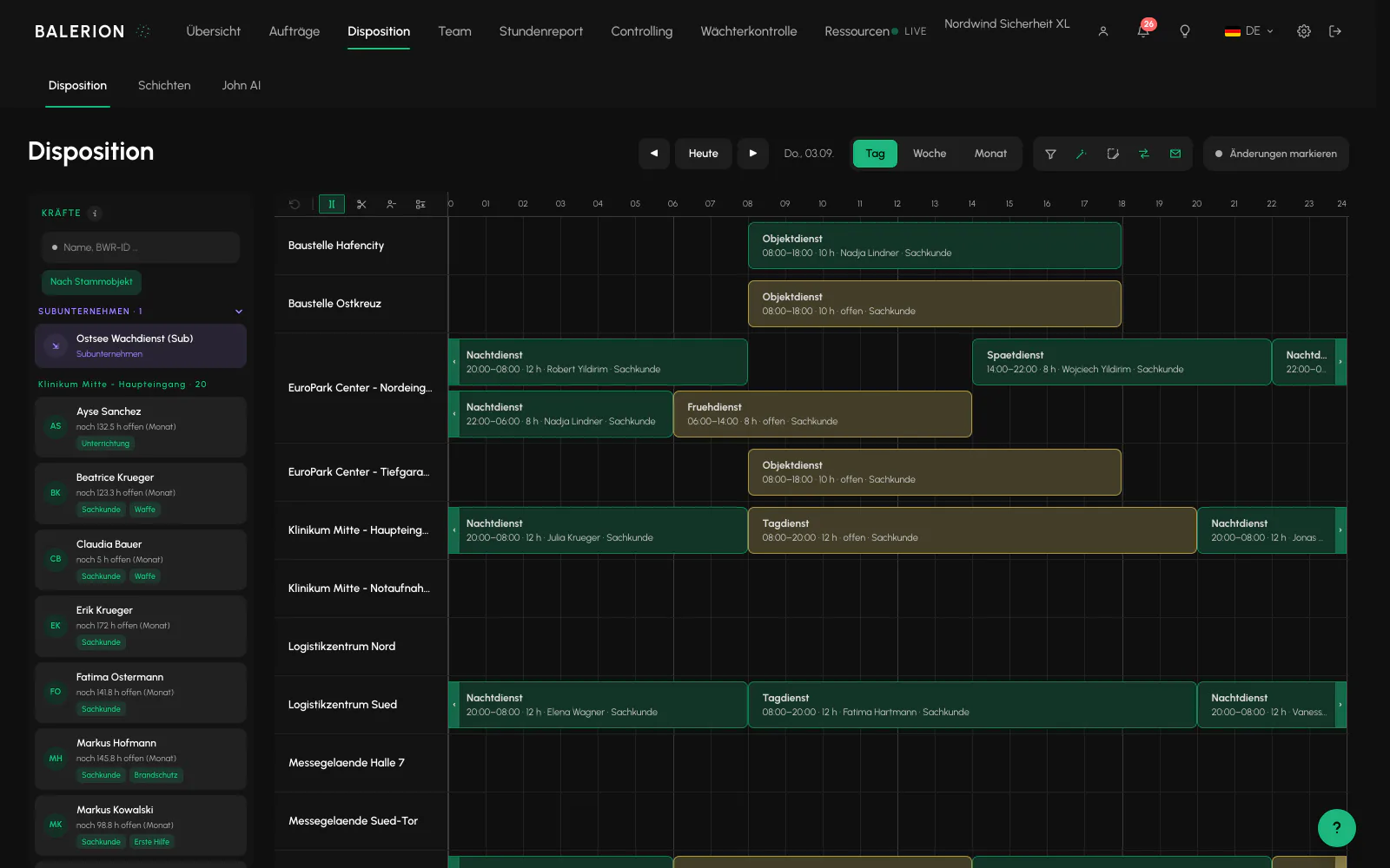 Balerion Security, Dienstplan und Disposition: Das Board (3/5)