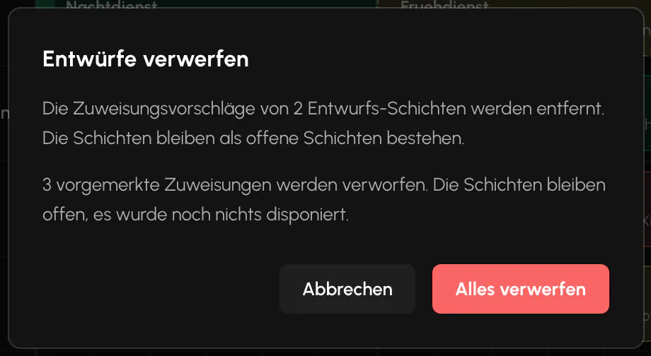 Balerion Security, Dienstplan und Disposition: Planmodus (3/3)