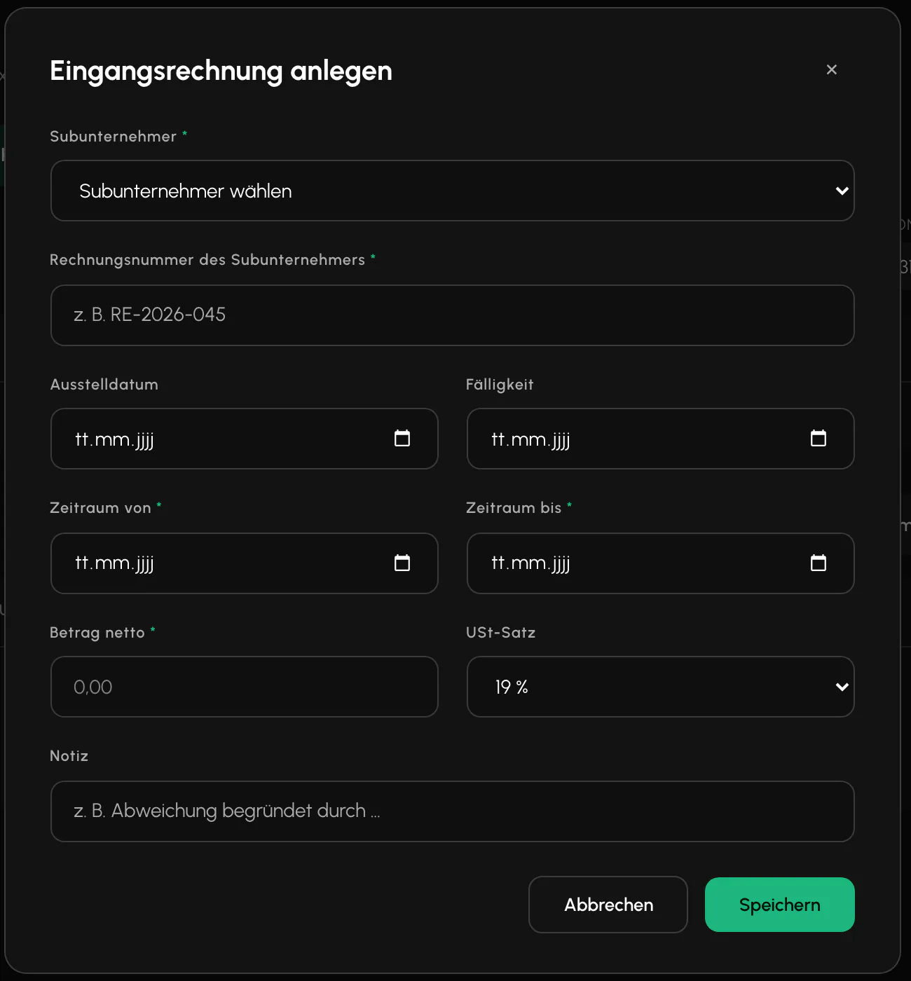 Balerion Security, Eingangsrechnungen: Ist erfassen