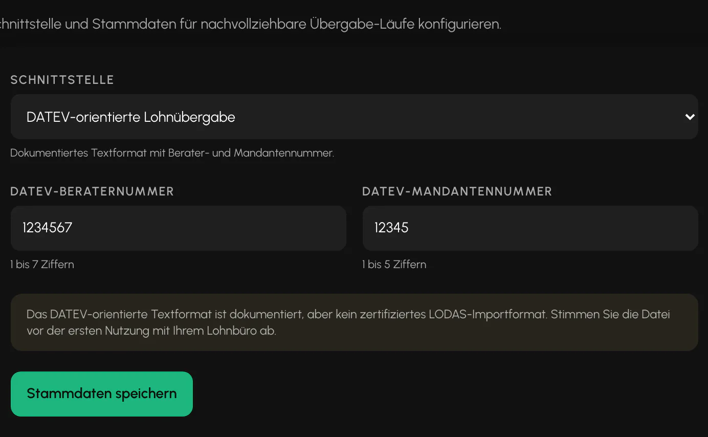Der Hinweis steht bewusst direkt an der Einstellung.
